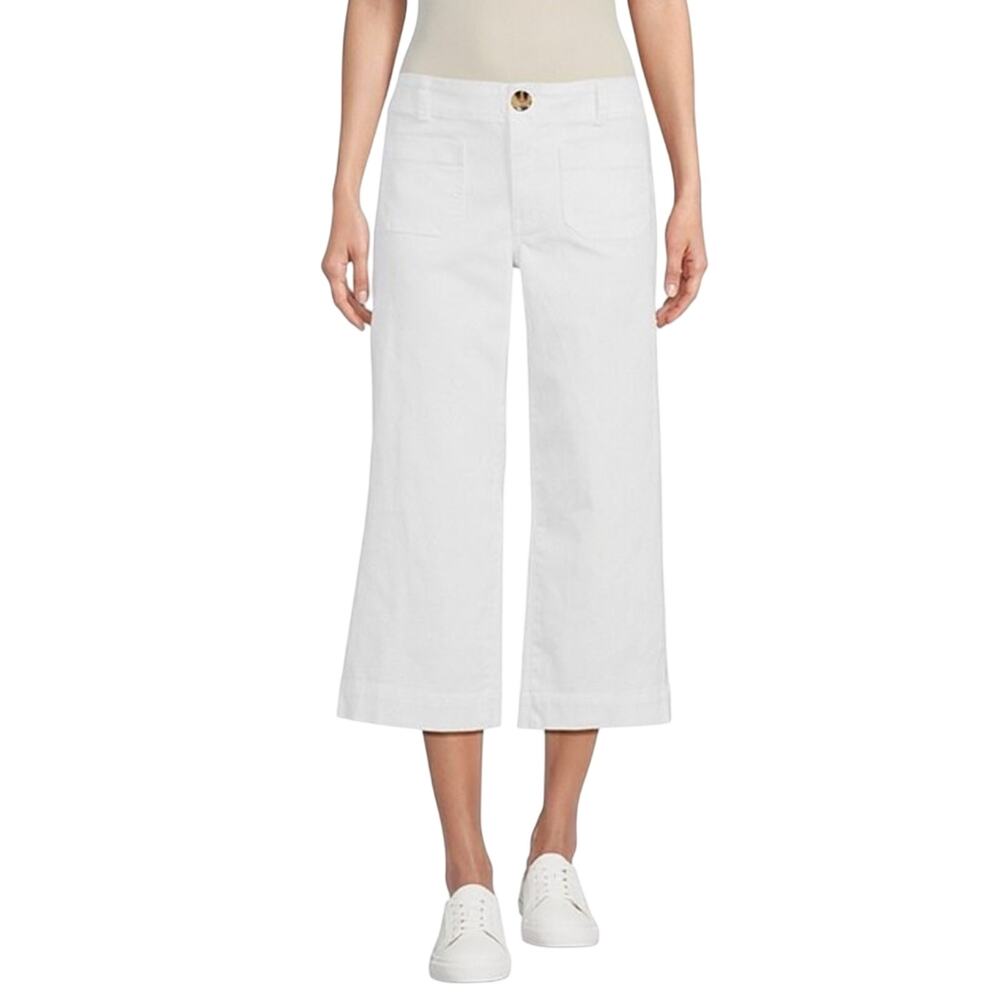 Nurture by Westbound Patch Pocket Mid Rise Wide Leg Crop Pants White 16P